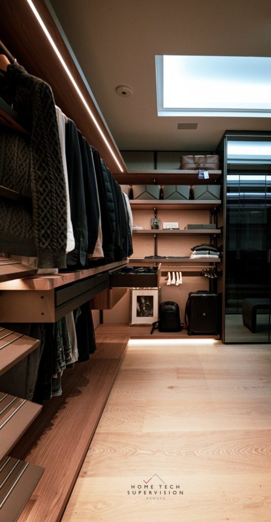 Dressing avec éclairage LED intégré et puits de lumière
